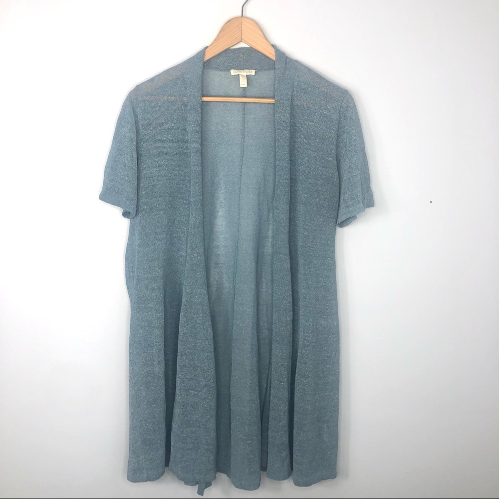 EILEEN FISHER organic Linen crepe shimmer Cardigan